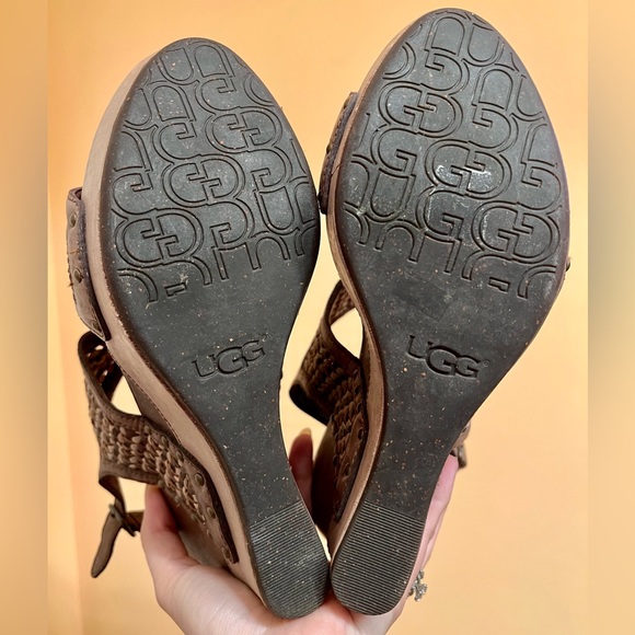 👡UGG Assia Wedge Leather Sandal in Chocolate brown sz 10 👡 - Picture 8 of 10